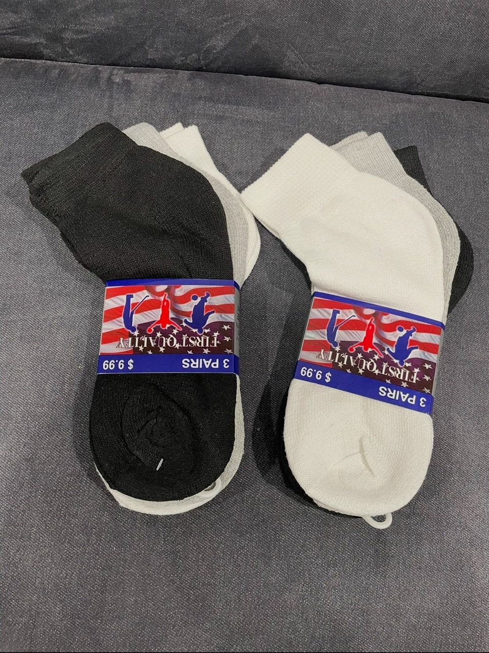 6-Pack Low-Cut Athletic Socks for Men — Black, White, Gray